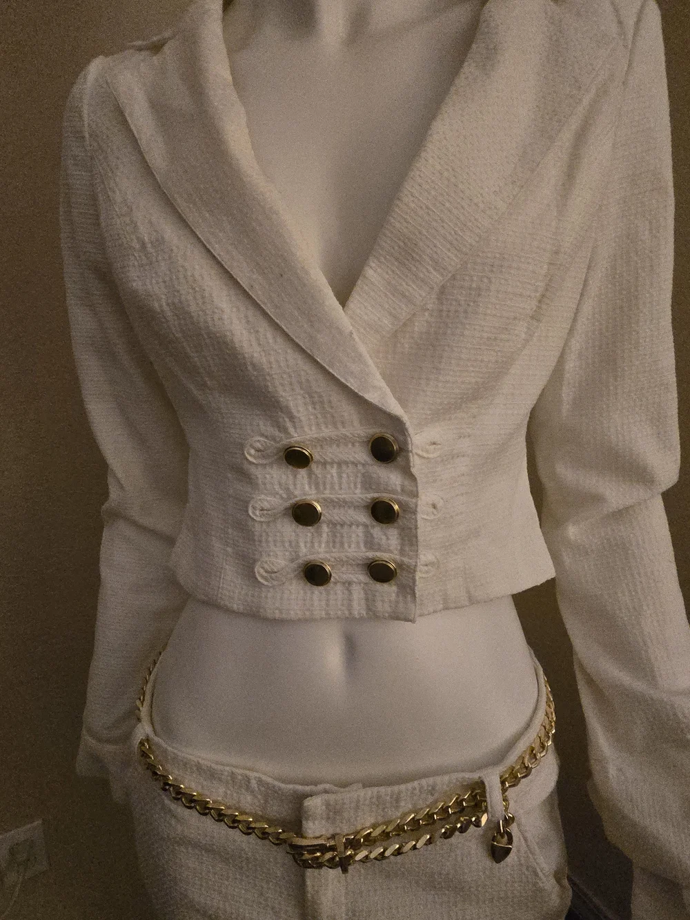 RAMPAGE Cropped Double-Breasted White Tailored Jacket and Pants SeT - Picture 2 of 7